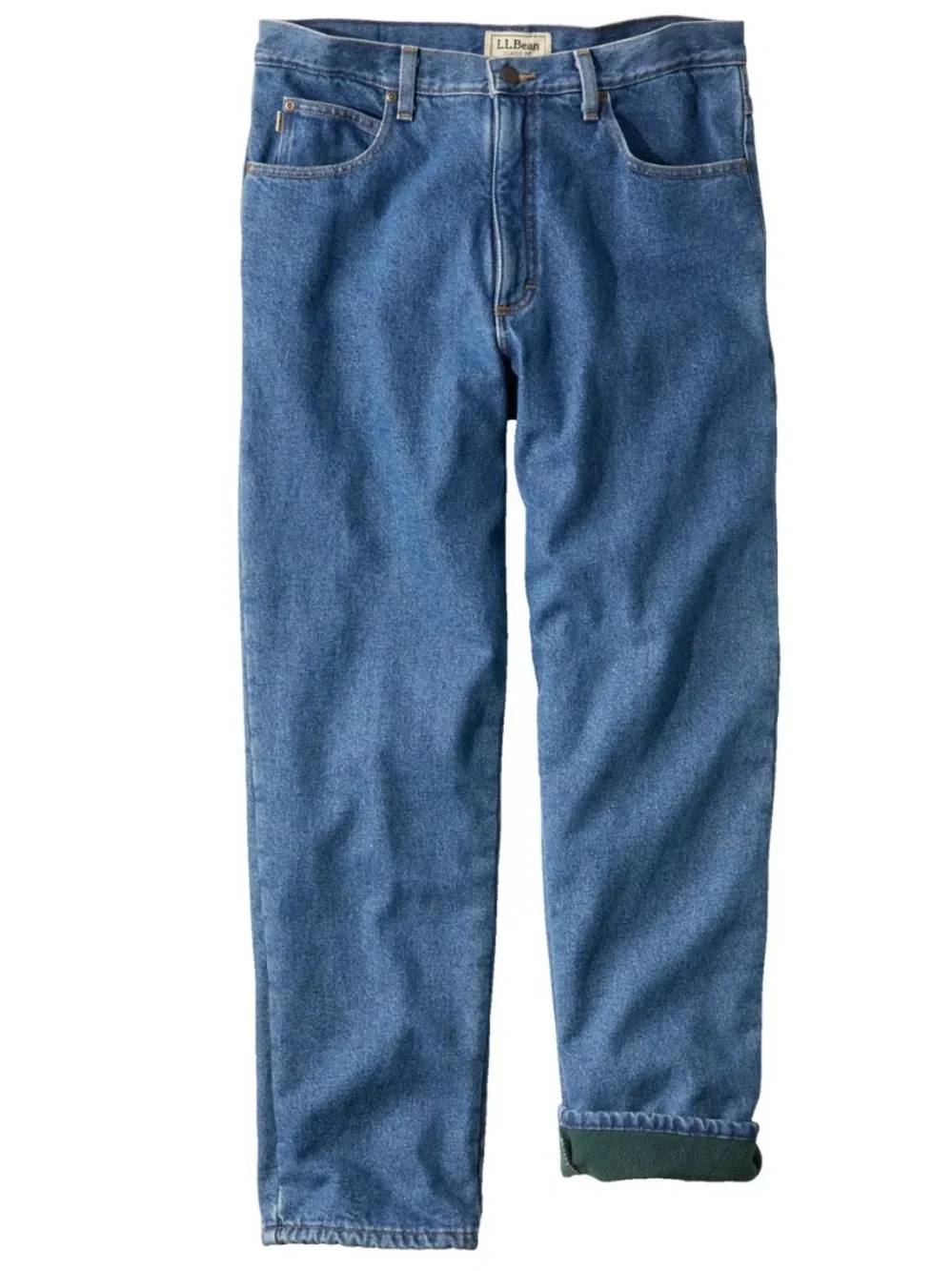 LL Bean Fleece Lined Blue Jeans, 34